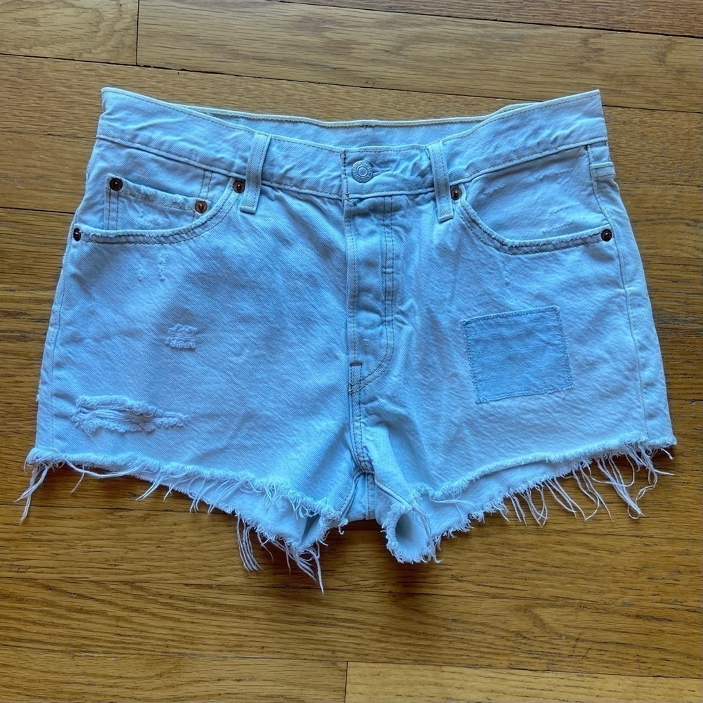 Levi’s 501 High Rise Button Fly Patchwork Cutoff Shorts